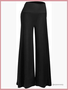 Stretchy Wide Leg Palazzo Lounge Pants, High Waist Comfy Casual